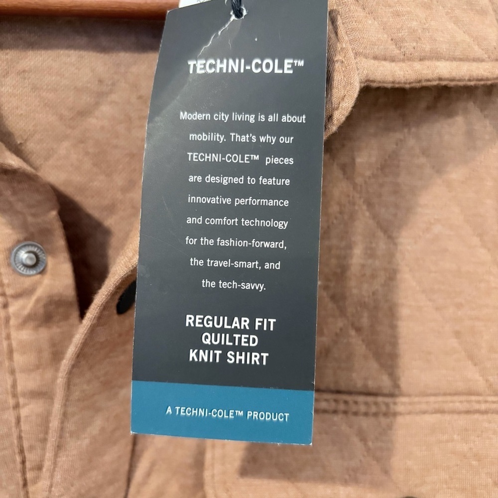 Kenneth Cole Quilted Knit Shirt Jacket Timber Brown L NWT - Picture 4 of 9
